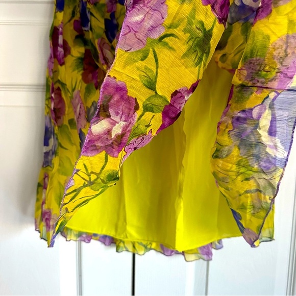 WD.NY Womens Pleated Silk Skirt Sz 6 Floral Lined Y2K Easter Flowy Coquette Girl - Picture 3 of 8